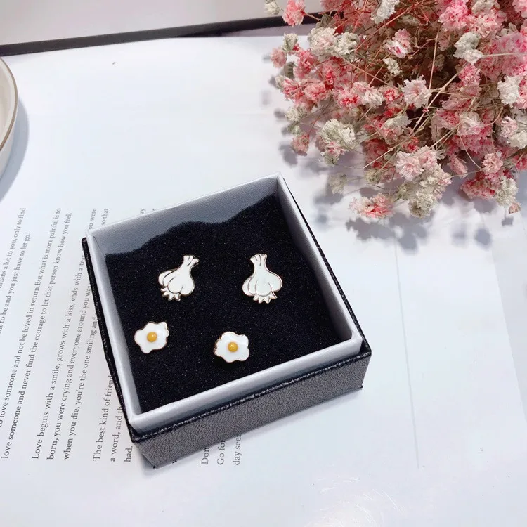 eggs garlic food drop glaze earrings Hypoallergenic fadeless alloy fashion jewelry stud women gift | Украшения и аксессуары