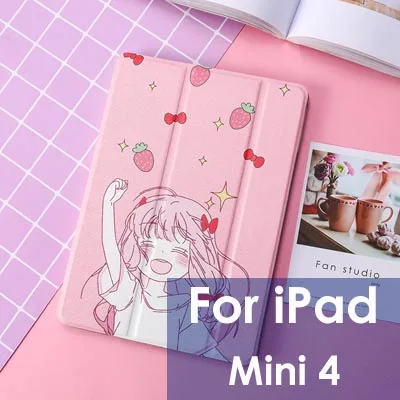 Чехол для fundas iPad mini 5/Air 3, милый мультяшный чехол из искусственной кожи для девочек, для iPad 9,7 Air 1/2 Mini 1 2 3, Магнитный умный чехол - Цвет: For IPad mini 4