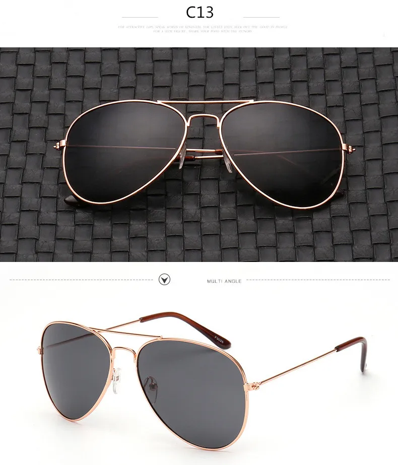gold gray Солнцезащитные очки Мужские Винтажные Солнцезащитные очки Ms. Frame Glare Pilot Aviation солнцезащитные очки 19 цветов очки для вождения Лидер продаж - Цвет линз: gold gray