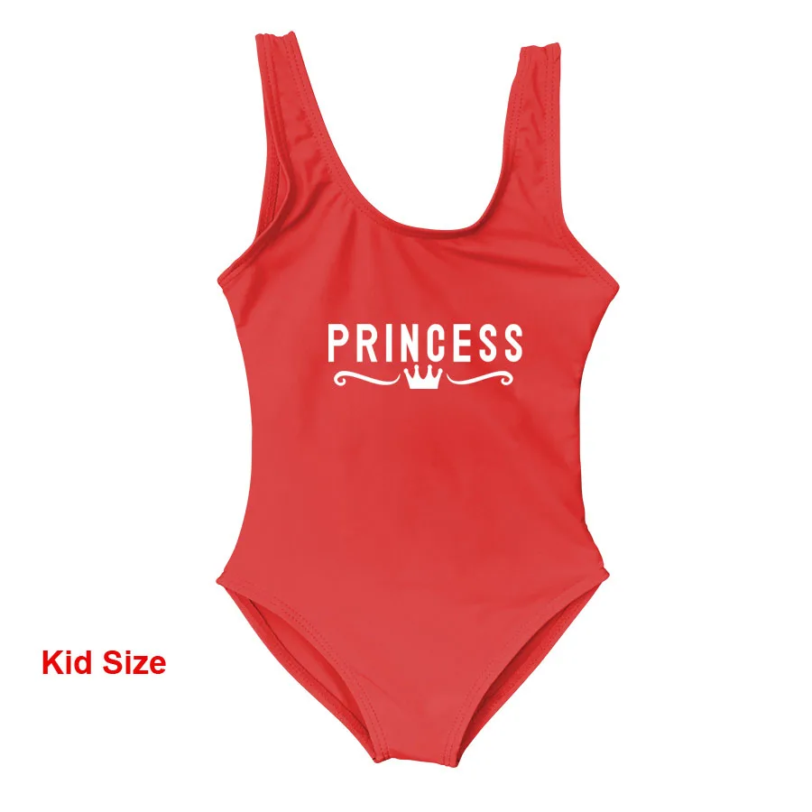 Kid Red Одежда для мамы и дочки; детский цельный купальник с надписью «queen& Princess»; одежда для купания для мамы и ребенка; купальные костюмы для мамы и ребенка; бикини - Цвет: Kid Red