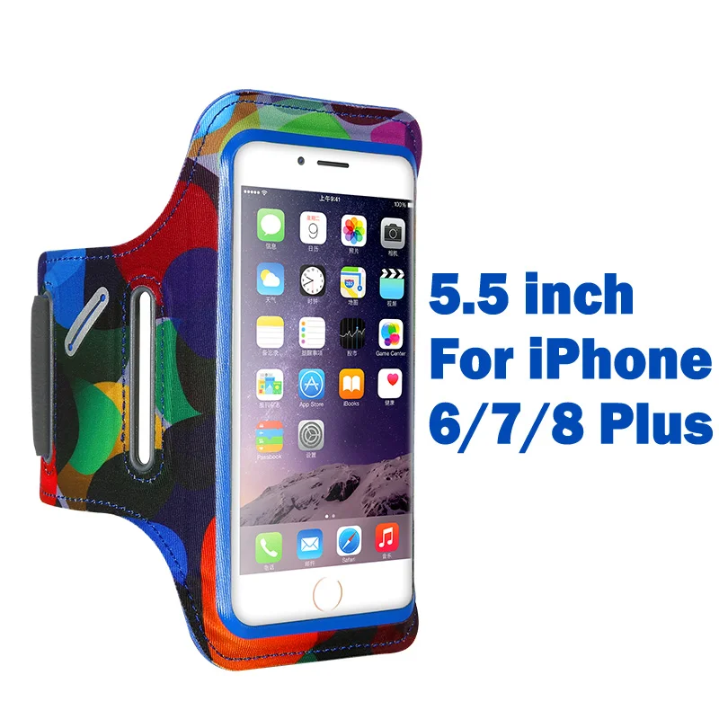 Blue 5.5 inch FLOVEME 4," нарукавная повязка для iPhone 8 6 6s 7 Спорт нарукавный чехол для телефона 5,5" дюймов бег фитнес повязку для iPhone 8 7 6 6s плюс сумка - Цвет: Blue 5.5 inch