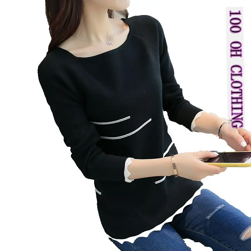 2021 Nova Primavera camisola das mulheres Moda Listrado pullovers Blusas feminina de slash collar blusas manga longa | Женская одежда