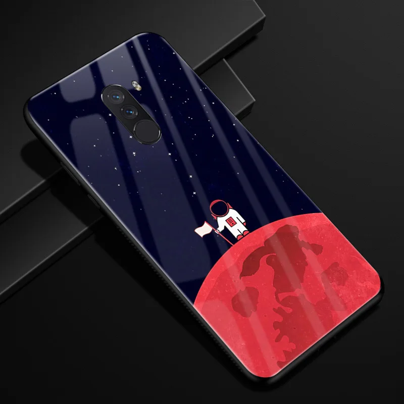 Чехол для Xiaomi Pocophone F1 Жесткий из закаленного стекла с рисунком чехол Poco мягкий