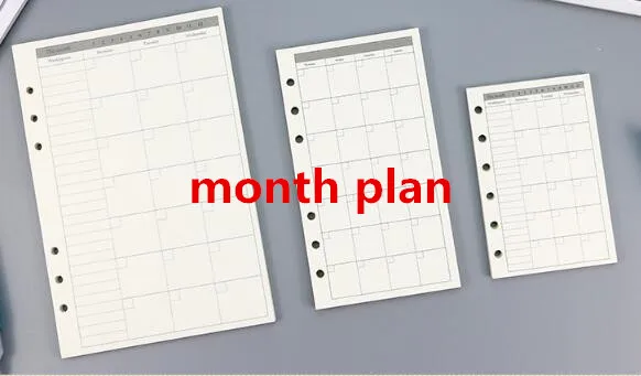 month plan 45 листов A7 A6 A5 Чистый цвет простой 6 отверстий с отрывными листами блокнот для core внутренней стороны учетной записи заправки для планировщика Школа канцелярских товаров - Цвет: month plan