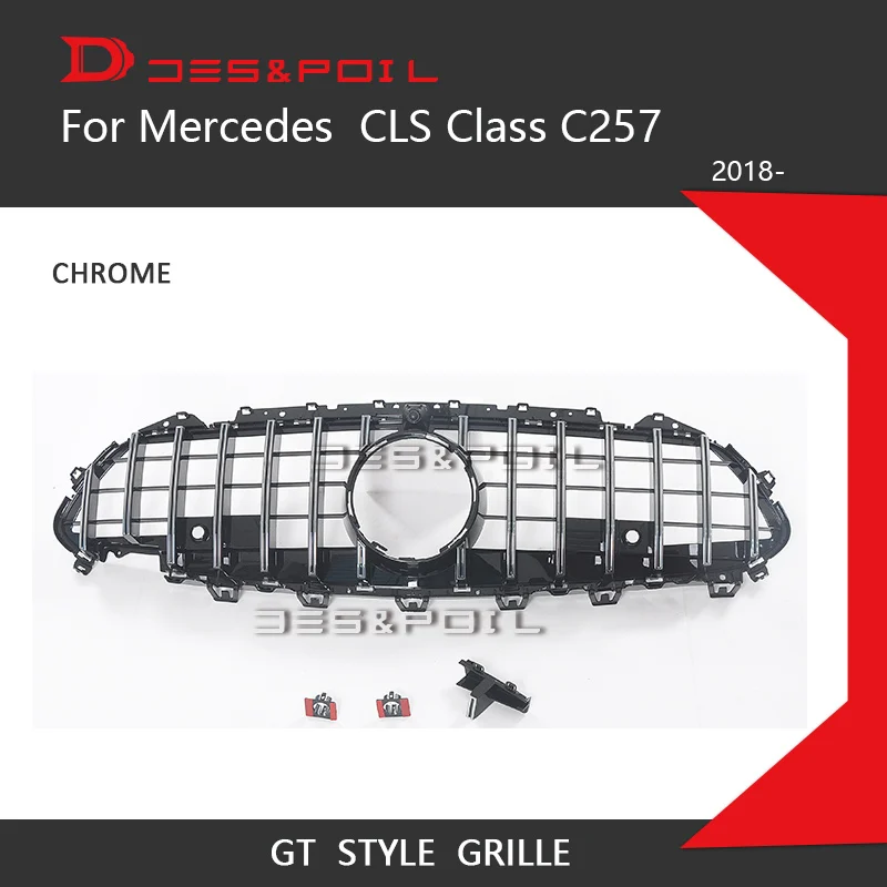 GT Chrome With Cam Новые CLS C257 GT гриль для Mercedes класс CLS C257 подтяжки лица Авто Передняя решетка CLS300 CLS350 CLS450 CLS500 CLS53 AMG 4matic - Цвет: GT Chrome With Cam