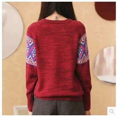 Горячая Распродажа вязаный свитер Корейская версия жаккардовый ромб утепленный