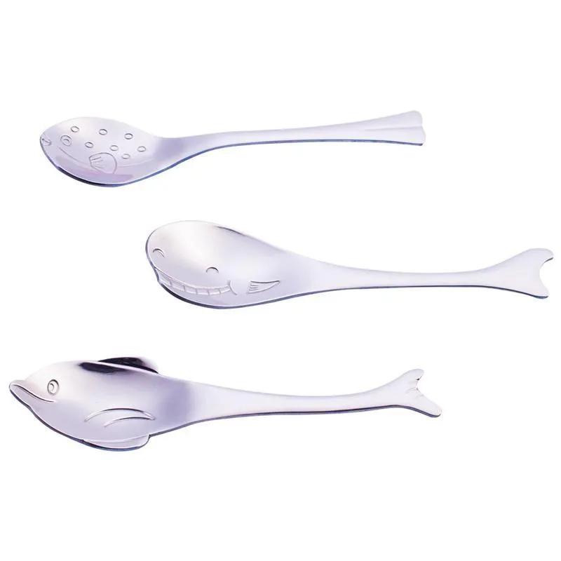 3 шт. ложка из нержавеющей стали кофейная в форме рыбы милая набор для перемешивания чая маленькая