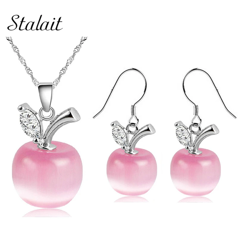 Комплект из колье и серёг с подвеской в виде яблока|necklace earrings jewelry set|fashion setjewelry sets |