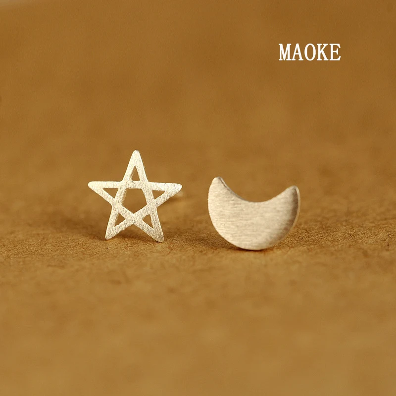 

Promotions Brushed Star and Moon Cute 925 Sterling SV Ear Studs Simple Temperament Fashion Jewelry for Women's Fashion Gifts