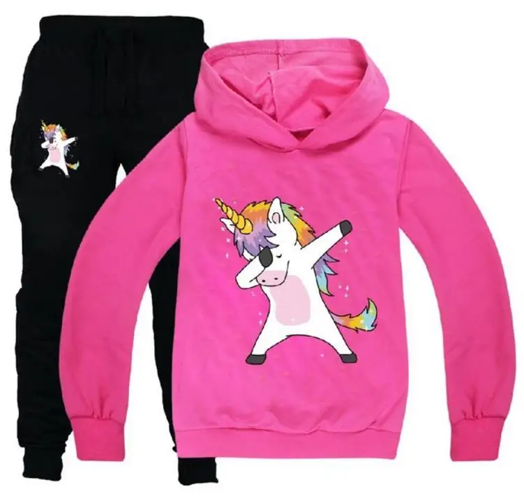 New Children's Set Children's Hoodies+ Pants 2 Pcs Tracksuit Boys And Girls Spring Autumn Unicorn Take Off Gesture Clothing Set - Цвет: style 15