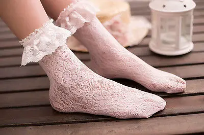 Модные женские сексуальные кружевные мягкие носки с рюшами Kawaii эластичные