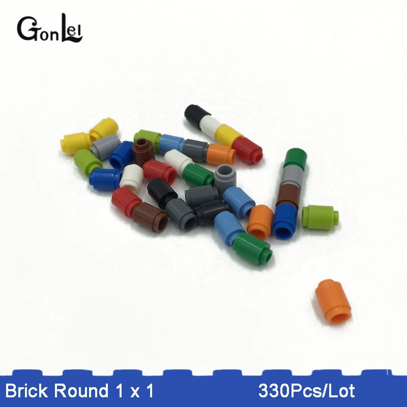 330 шт./лот MOC кирпич круглый 1x1 открытый Стад части DIY строительный Блок Совместимые части игрушек с детали для конструктора