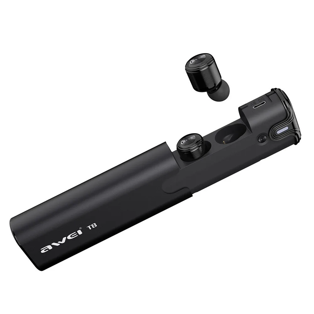 a Наушники спортивные с микрофоном AWEI T8 Twins беспроводные наушники Bluetooth с зарядным устройством для мобильных телефонов#5$27 - Цвет: a