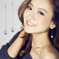 long tassel hanging the crystal balls silver plated jewelry fashion exquisite bright beautiful female earrings se206