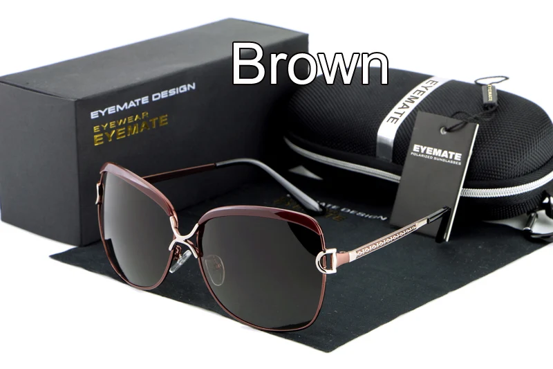 brown HDCRAFTER поляризационные солнцезащитные очки для женщин Женские Элитный бренд Модные Защита от солнца очки Женская Винтаж Ретро - Цвет линз: brown