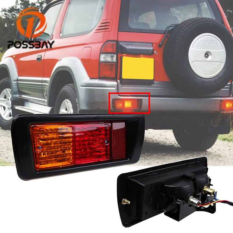Posbay автомобильный Светодиодный отражатель заднего бампера для Toyota Land Cruiser Prado(90) 1997-2002 Предупреждение ющий тормозной задний противотуманный фонарь