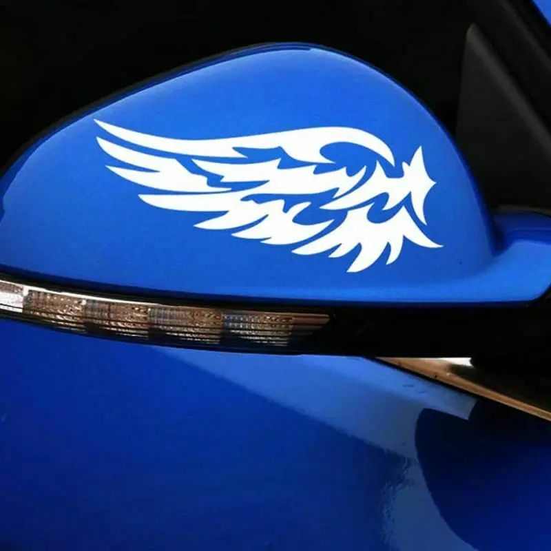 

2x15*8cm Angel Wings Reflective Car Stickers Fashion Car Rearview Mirror Strip Wall Decal Cool Graphics Vinyl Car Wrap