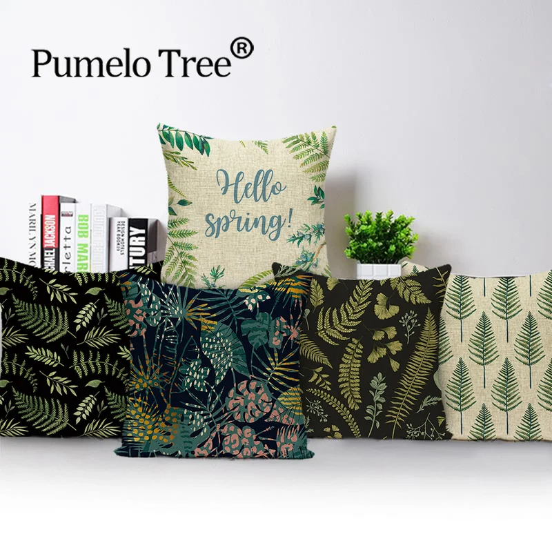 

Чехол для подушки тропические джунгли, зеленые весенние наволочки для подушек, Высококачественная наволочка для подушки с растениями, Цвет...