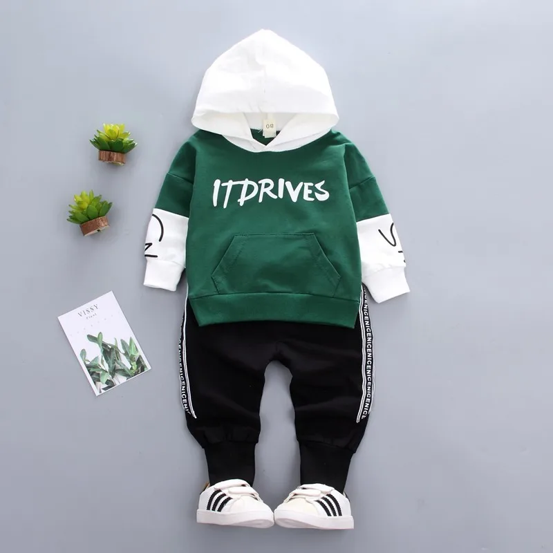 XH newzimu green Весенняя детская Одежда для малышей Дeтскaя oдeждa для мaльчикa и дeвoчки для младенцев детский тренировочный костюм; Спортивный костюм; куртка с капюшоном; свитер и брюки 2 шт./компл - Цвет: XH newzimu green