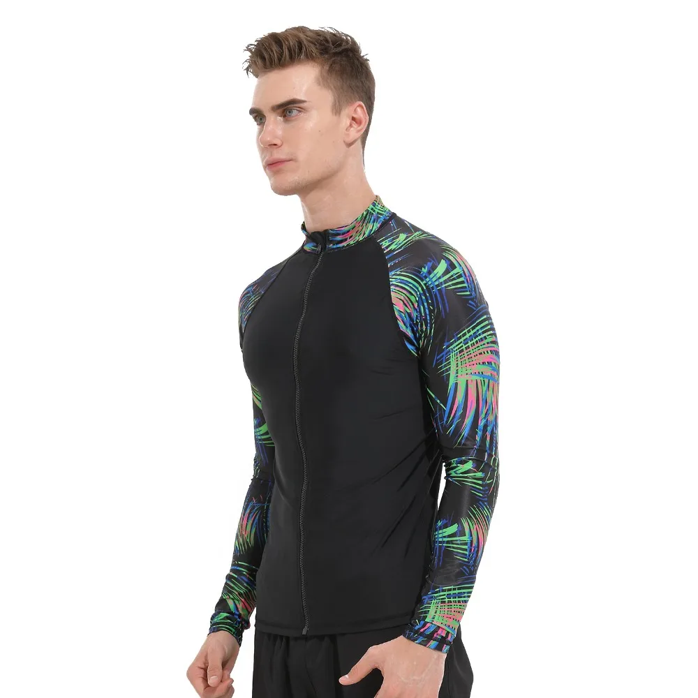 Мужская рубашка с длинным рукавом SBART черная высоким принтом защитой шеи и