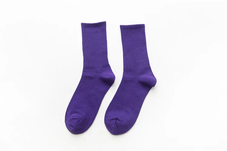 Purple Женские носки унисекс радужных цветов, Харадзюку, цветные носки средней длины, женские Стандартные носки, 1 пара, Kawaii - Цвет: Purple