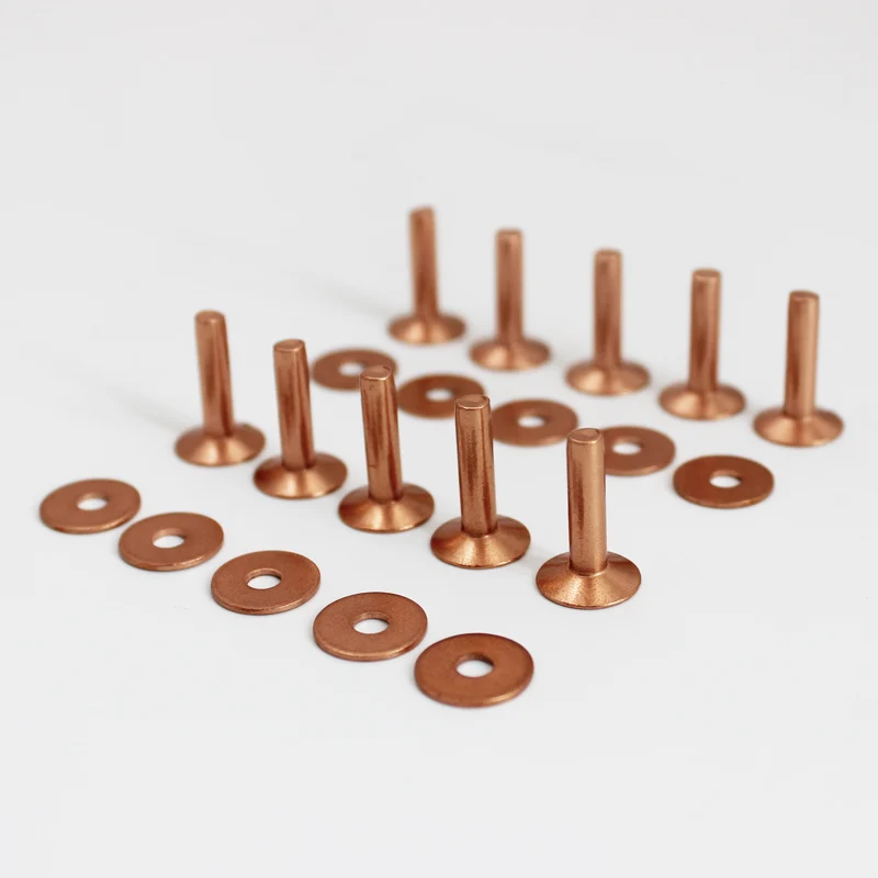 20sets 11mm x 16mm solid copper rivets for leather round cap studs burrs craft bag belt shoes pet collar decorative