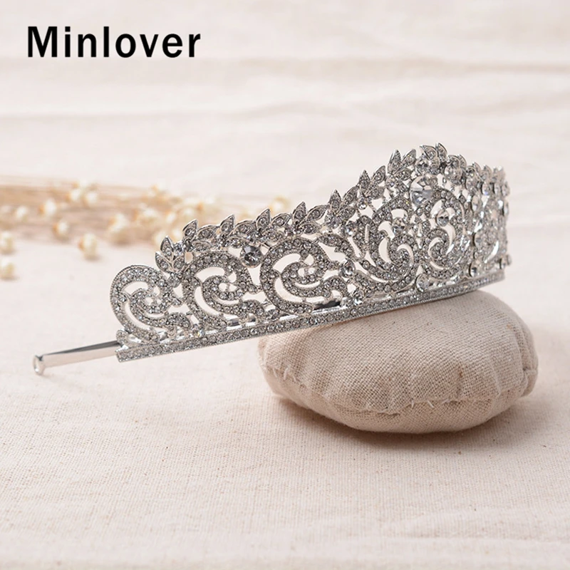 Женские свадебные диадемы Minlover серебристая Корона со стразами головная повязка