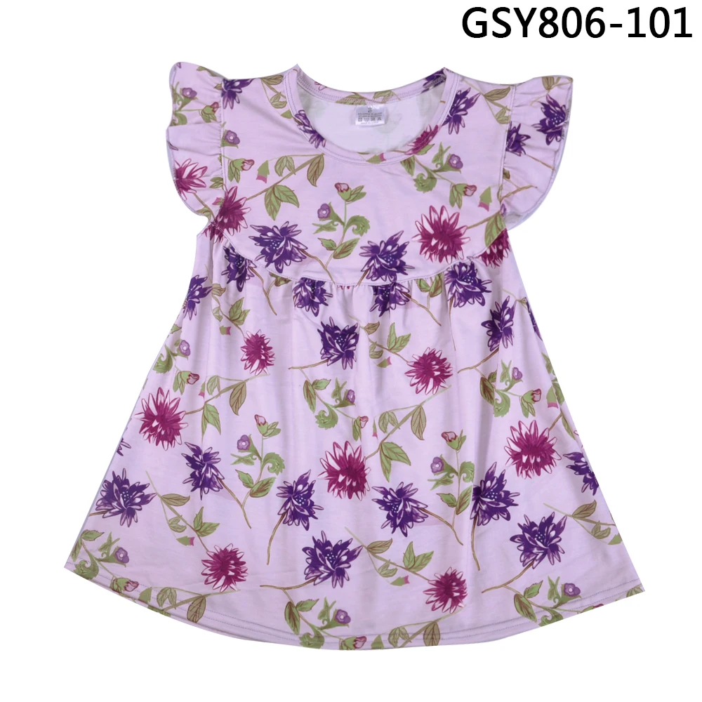 Wholesale High Quality Boutique Remake Floral Dress Fashion Flutter Sleeve Girl Summer Cotton Children Clothing | Детская одежда и