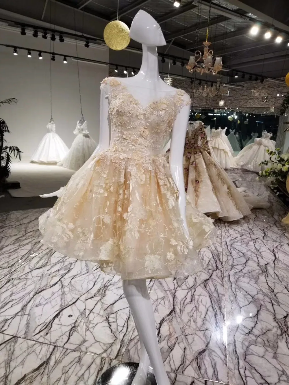 Cloverbridal шампанское Короткие Кружева без рукавов выпускной для девочек-подростков 9th платье Невидимый молния Назад для девочек подростков