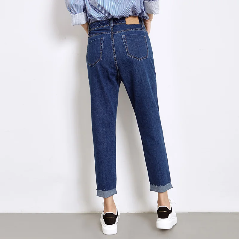 Женские джинсы шаровары LEIJIJEANS повседневные выбеленные до щиколотки со средней