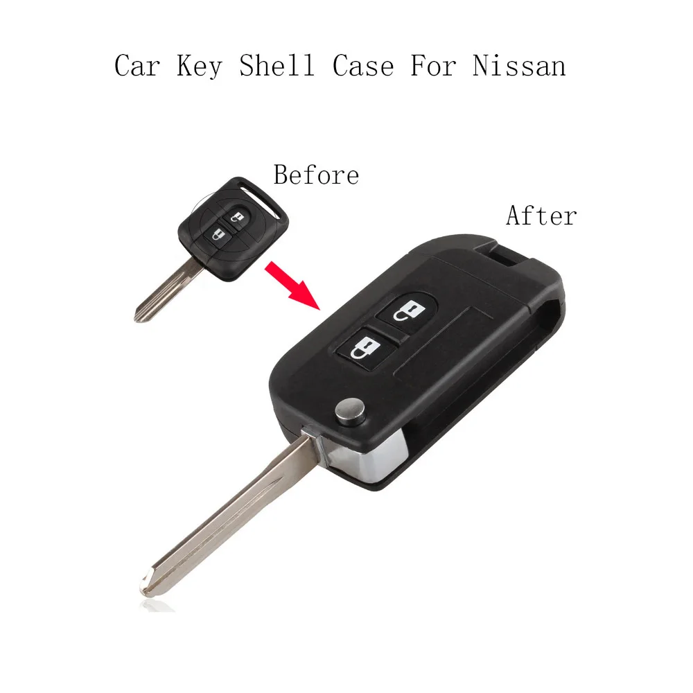 2 кнопки флип чехол для дистанционного ключа от машины Fob чехол для Nissan Qashqai primera Micra Navara Almera Note Sunny 2006