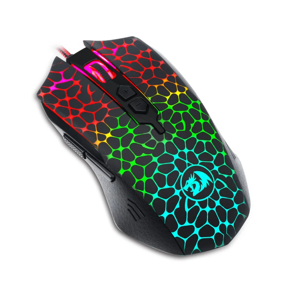 Redragon M716 высокой точности программируемая игровая Мышь 10000 Точек на дюйм 8 программируемых кнопок с цветная(RGB) светодиодная подсветка для мыши геймер