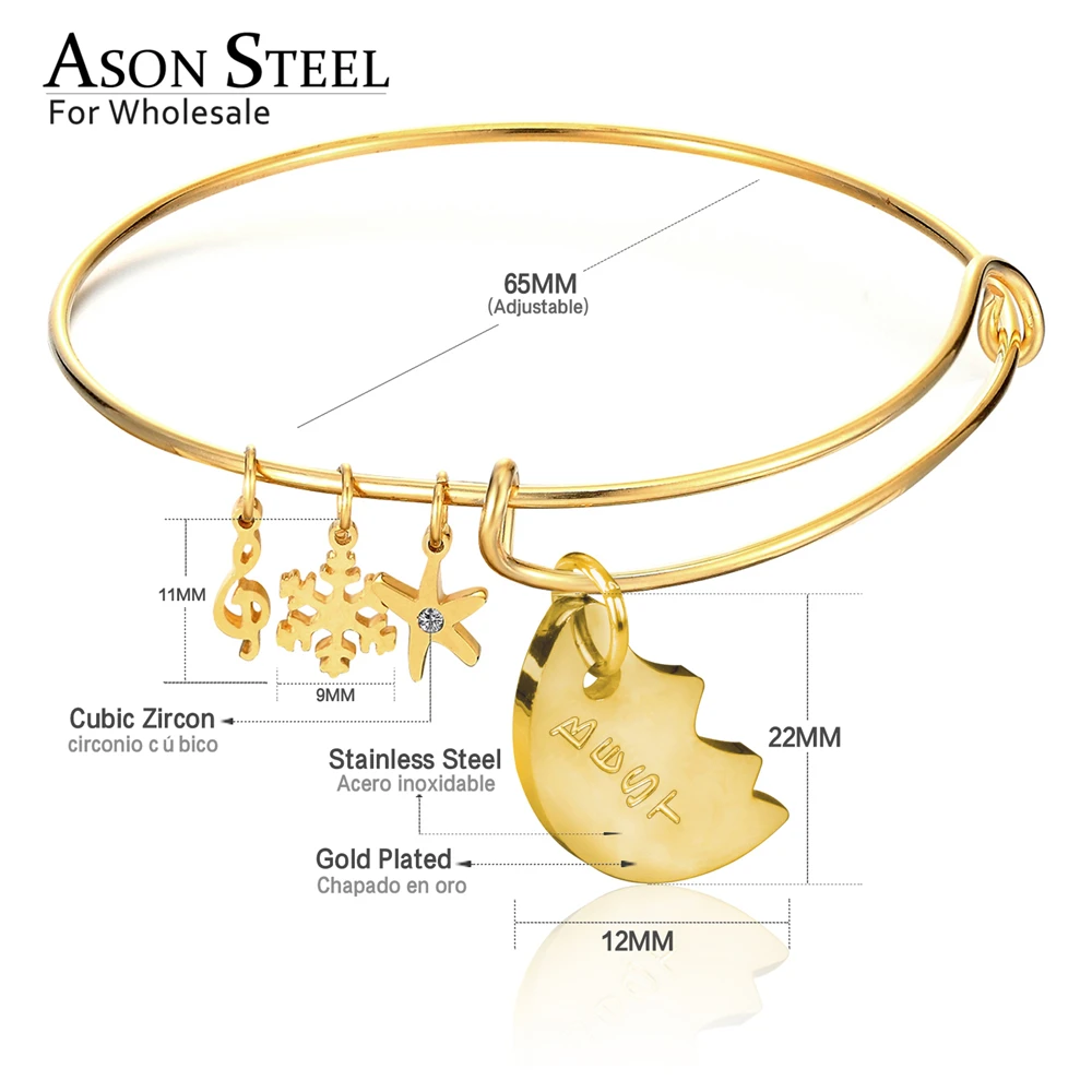 Женский браслет из нержавеющей стали ASONSTEEL золотистого цвета 316L с Эйфелевой