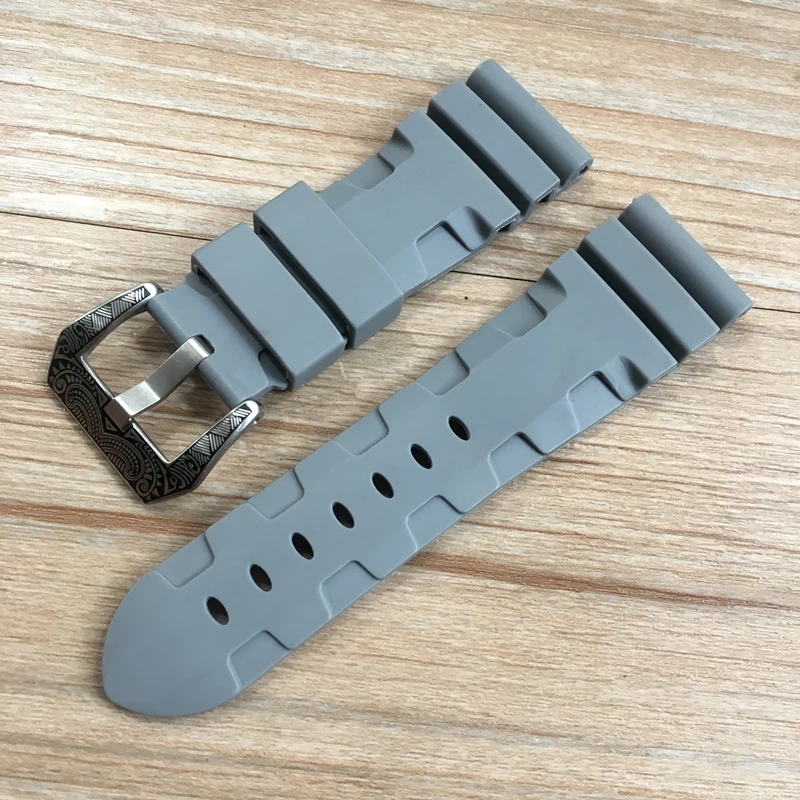 24mm 26mm Orange Black Green Red Gray Blue Silicone Rubber Watchband For PAM Belt Bronze Watch Strap PAM Bracelet Wristband