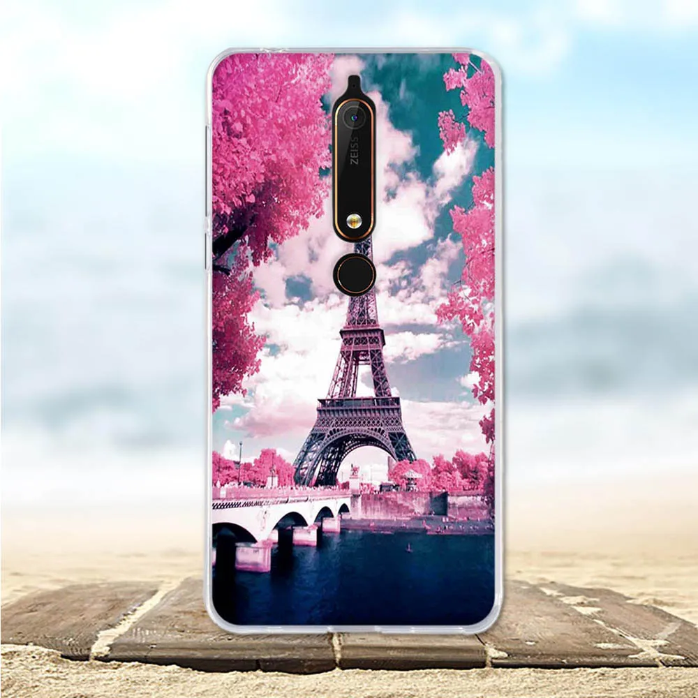 Чехол для Nokia 6 2018 окрашенный защитный силиконовый чехол 1 с милым 3d котом 1/Nokia