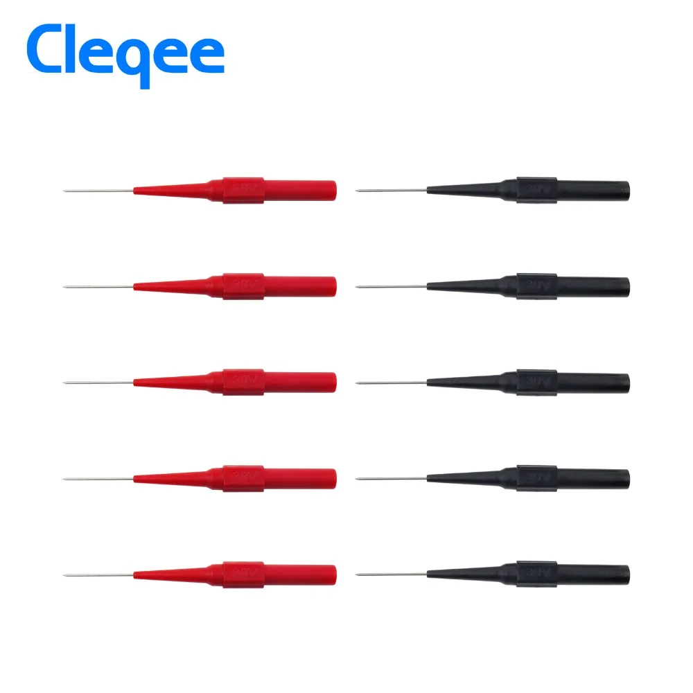 Cleqee P5007 10 шт. изоляции пирсинг иглы неразрушительный мультиметр Пробники красный/черный