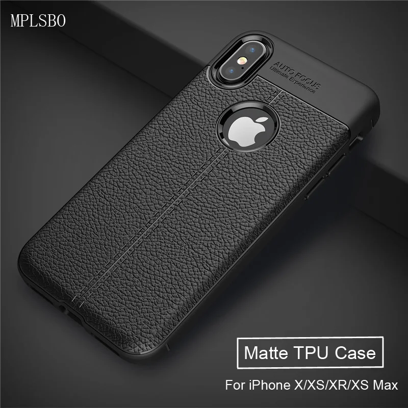 Чехол с полным покрытием для iPhone X чехол зернистой кожей матовый из ТПУ XS Max XR