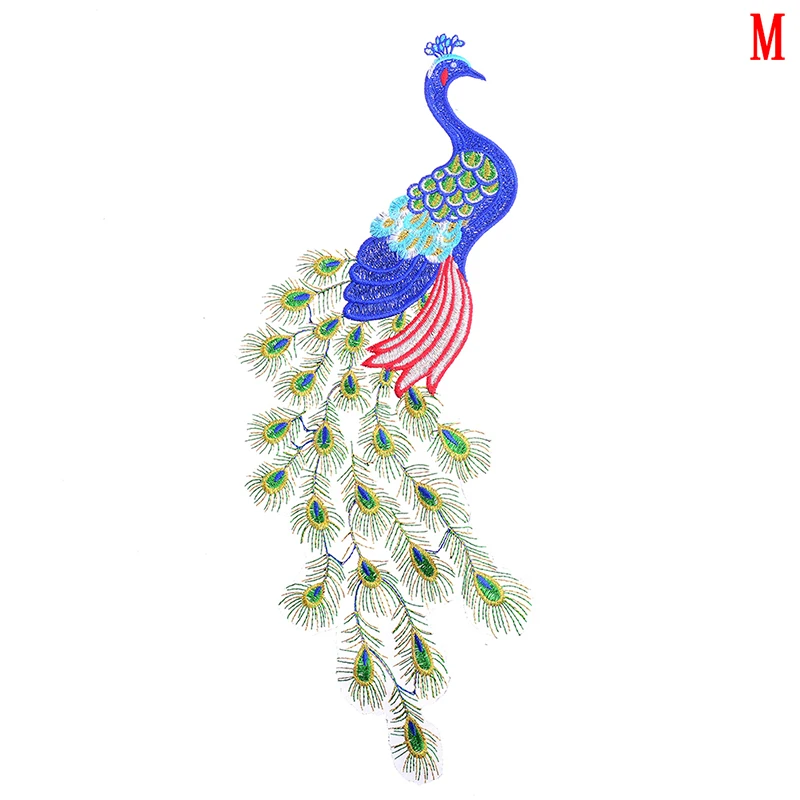 1pcs DIYColorful Sequins Peacock Embroidery Fabric Large Applique Patch African Lace Sew Dress Cloth Decorate Accessory