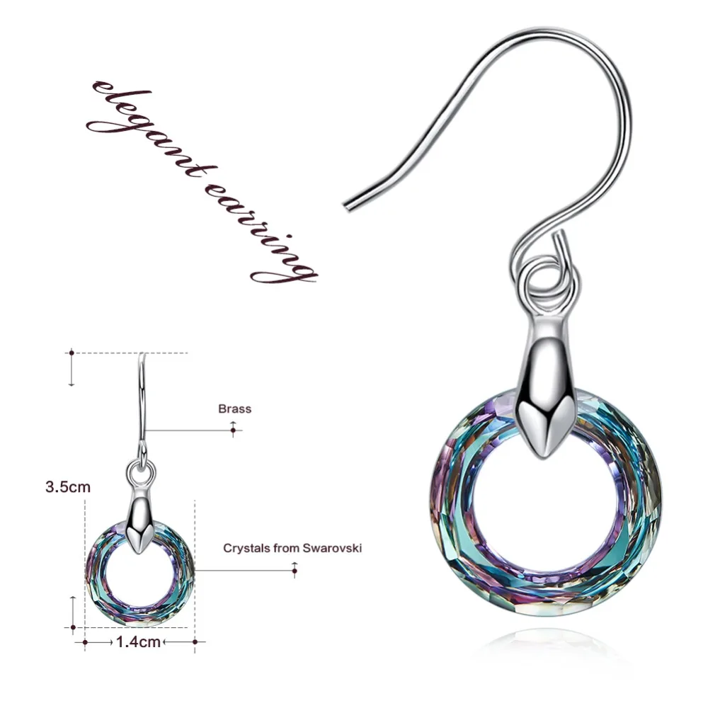 CDE Висячие серьги, украшенные кристаллами Swarovski, висячие серьги, женские круглые серьги, простые украшения для ушей, серьги