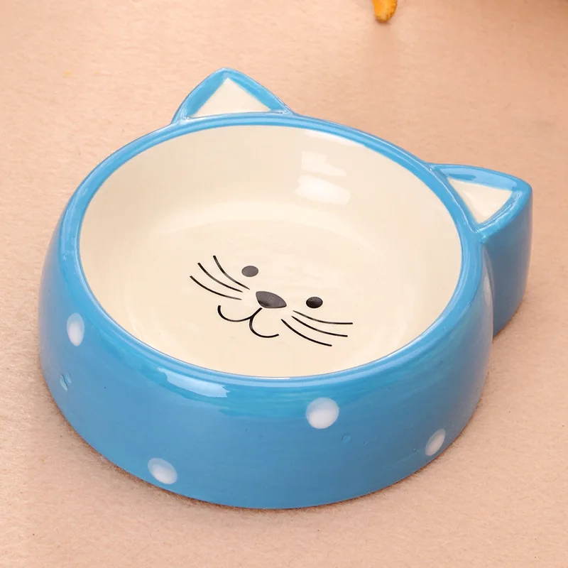 New pet ceramic bowl diameter of 12.5 CM cute cat shape Circular design let the flat face short nose pets easier eat food | Дом и сад
