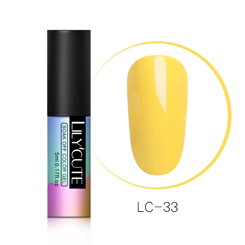 LC-33 LILYCUTE зеленый УФ-гель для ногтей Vernis полуперманентный дизайн ногтей украшение чистый Гель-лак для маникюра дизайн ногтей 5 мл - Цвет: LC-33