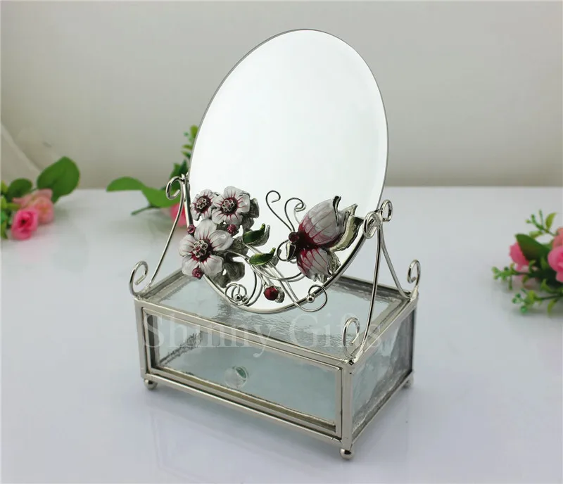 Стеклянная косметическая коробка с зеркальной коробкой для ювелирных изделий