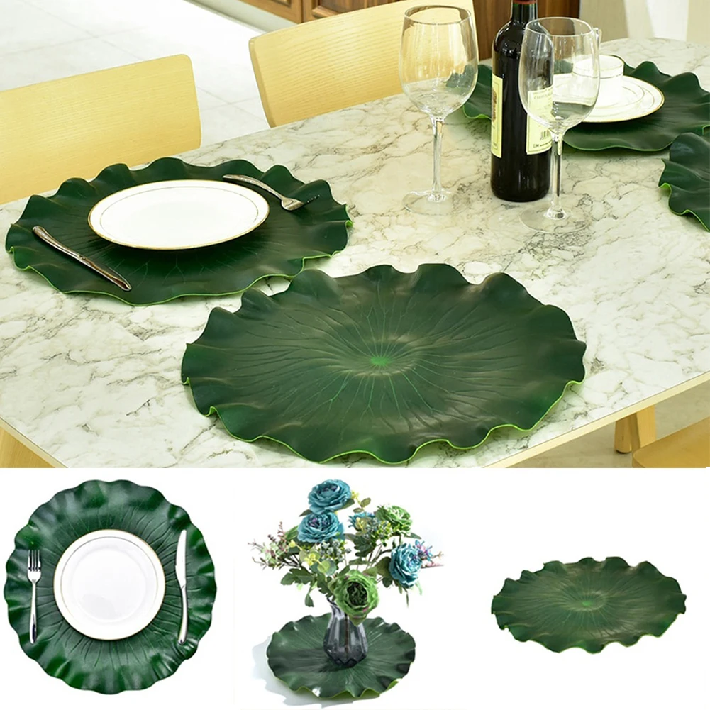 Artificial Lotus Leaf Kitchen Placemat Mat Bowl Anti-Slip Pad Props Table Decor | Дом и сад