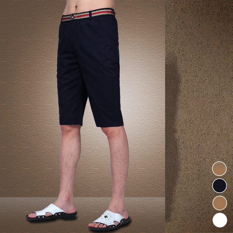 Мужские хлопковые шорты с поясом повседневные пляжные контрастных цветов белого