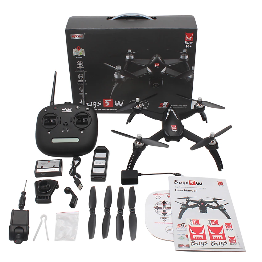 MJX Bugs 5 Вт B5W GPS FPV Бесщеточный Двигатель Большой Дрон на ру e с wifi 1080 P HD камера RC
