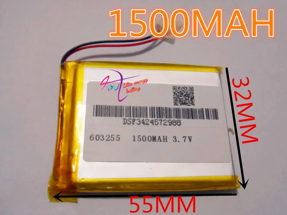 Лучший бренд батареи Бесплатная доставка 3 7 V 1500 mAH [603255] PLIB полимерный