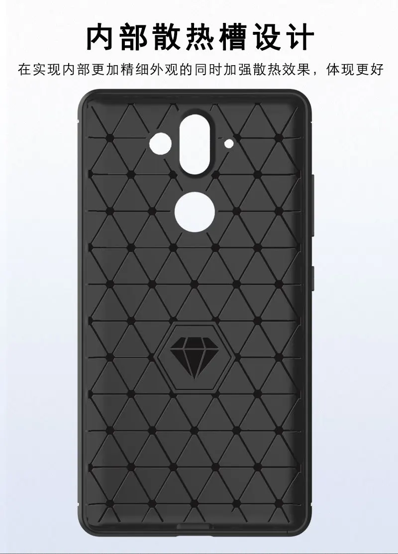 Чехол для Nokia 8 Sirocco Nokia8 из мягкого силикона ТПУ с текстурой углеродного волокна