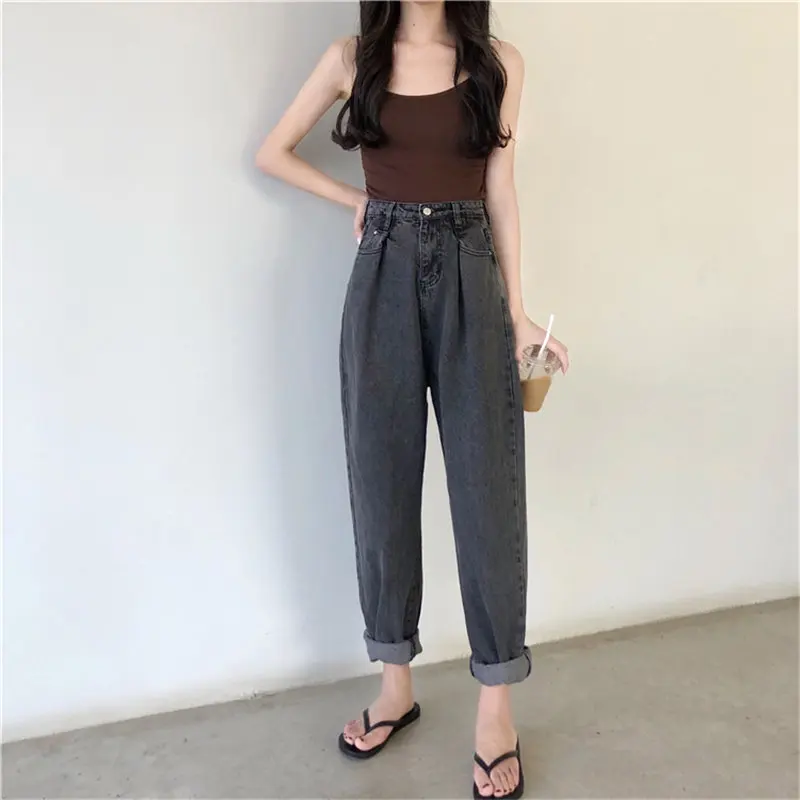 Alien Kitty Female BF Style Denim Loose Women Fashion New Autumn Summer High Waist Jeans Stylish Simple Solid Plus Harem Pants | Женская