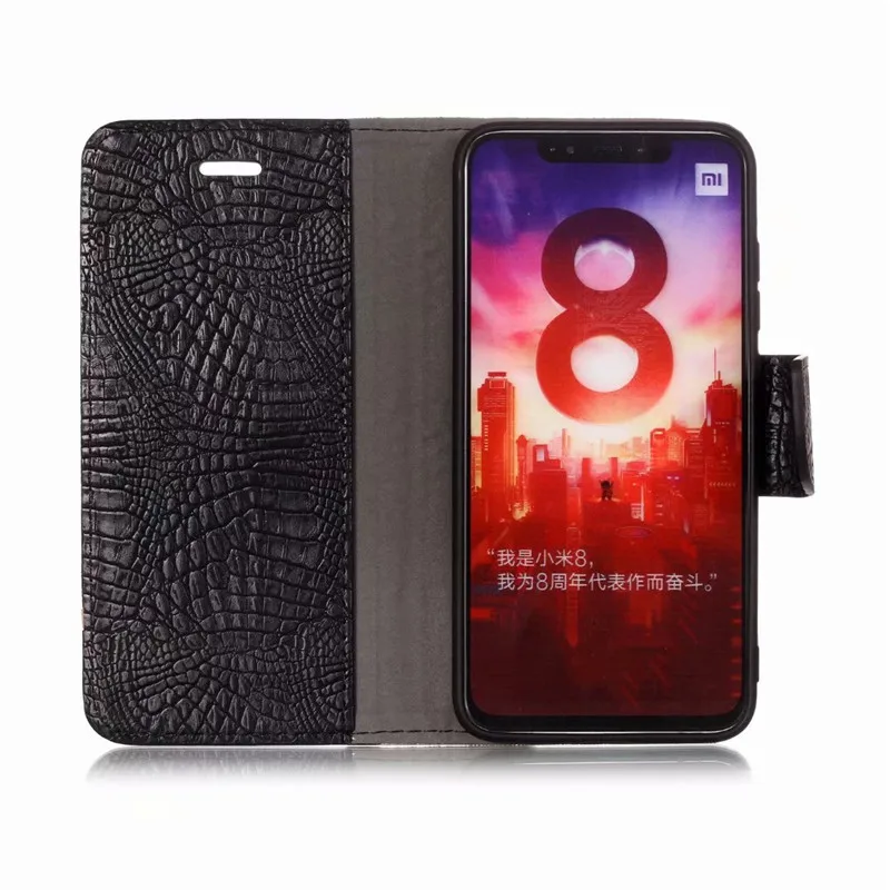 Цветной чехол-кошелек для Xiaomi 8 MI SE MAX3 Filp кожаные сумки с узором крокодиловая кожа
