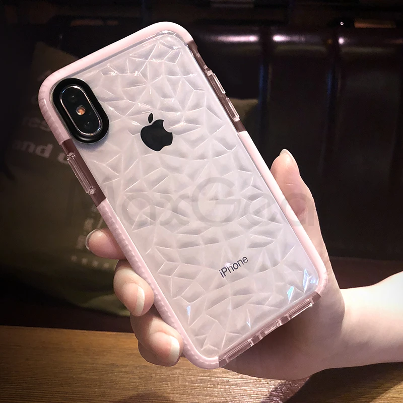 MaxGear Luxury Geometric Diamond Transparent Soft Cover For iPhone 6 6S 7 8 Plus XR XS Max Clear Case X Water |